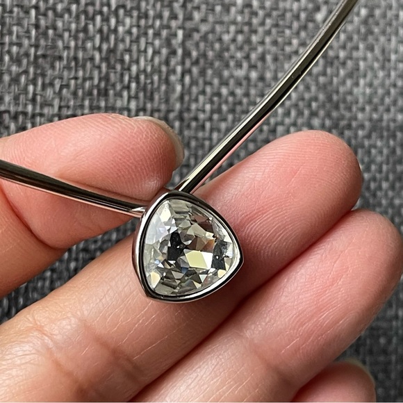 JOAN RIVERS | Sparkling Clear Crystal Pendant Silver Tone Statement 15" Choker - Picture 2 of 11